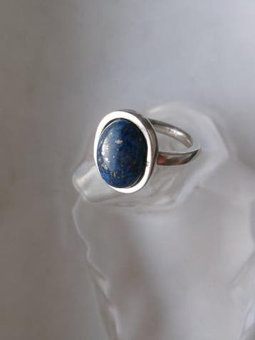 Zilver, lapis lazuli - Ring - Art Deco-stijl