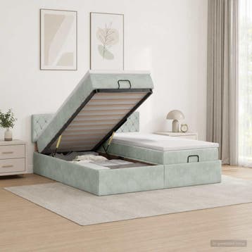 vidaXL Ottomaanse Bed met Matras en LED Lichtgrijs 160 x 200, Verzenden, Nieuw