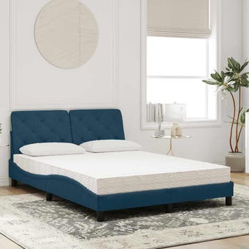 vidaXL Bed met matras fluweel blauw 140x200 cm, Verzenden, Nieuw