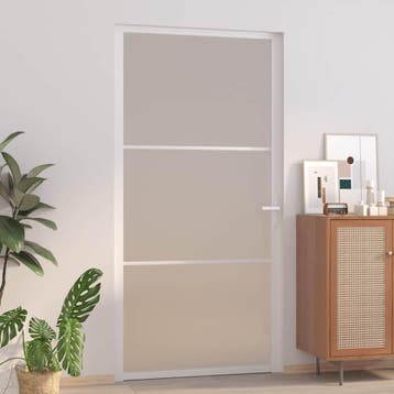 vidaXL Binnendeur 102,5x201,5 cm matglas en aluminium wit, Verzenden
