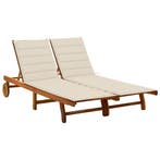 vidaXL Ligbed 2-persoons met kussens massief acaciahout, Tuin en Terras, Verzenden, Nieuw