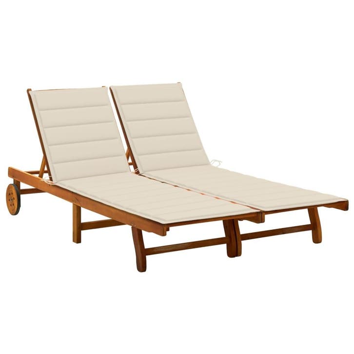 vidaXL Ligbed 2-persoons met kussens massief acaciahout, Tuin en Terras, Ligbedden, Nieuw, Verzenden
