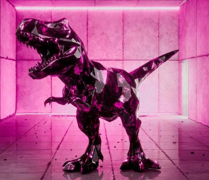 Richard Orlinski (1966) - T-Rex Brushed Neon, Antiek en Kunst, Kunst | Designobjecten