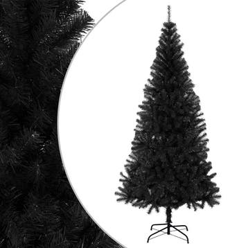 vidaXL Kunstkerstboom met standaard 180 cm PVC zwart, Verzenden