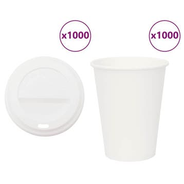 vidaXL Papieren koffiekopjes met deksel 1000 st 12oz 300 ml, Verzenden