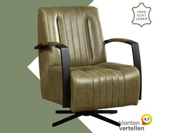 Leren draaifauteuil Galaxy - Vintage Olive (olijf/groen) -, Huis en Inrichting, Fauteuils, Nieuw, Ophalen of Verzenden, 50 tot 75 cm