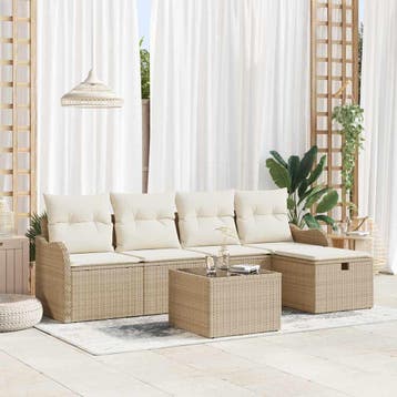 vidaXL Tuinbank Set 6 st Poly rattan, Verzenden
