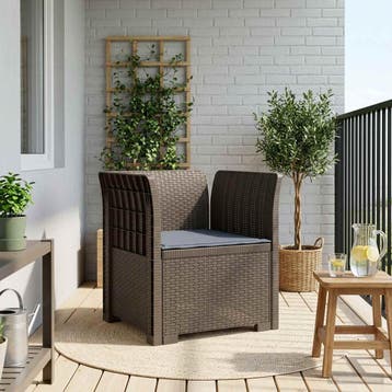 vidaXL Eén-zits Fauteuil met Kussen Rieten Look PP, Verzenden, Nieuw