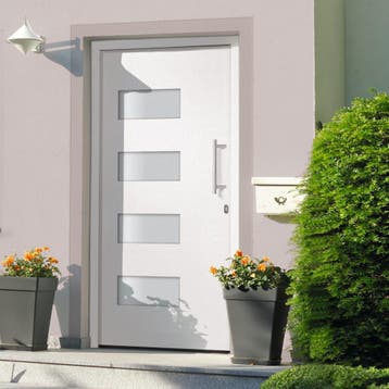 vidaXL Voordeur 100x210 cm aluminium en PVC wit, Doe-het-zelf en Bouw, Verzenden, Nieuw