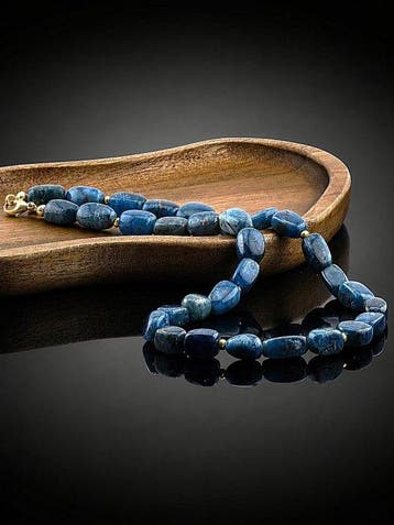Natuurlijke apatietketting - oceaanblauwe stenen - 925