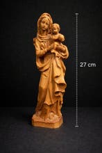 Beeld, Heilige Maria met kindje Jezus - 27 cm - Hout, Antiek en Kunst