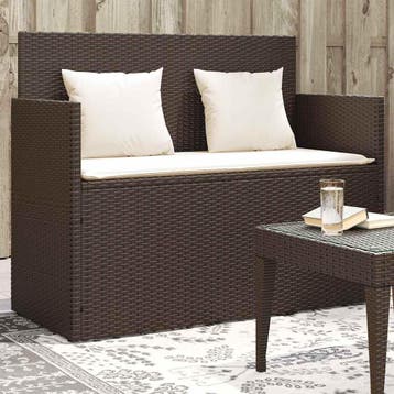 vidaXL Tuinbank met kussens poly rattan bruin, Verzenden, Nieuw