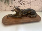Sculpture, Lévrier couché - 29 cm - Bois, Régule