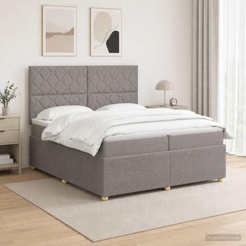 vidaXL Boxspringbed met matras met hoofdeinde Taupe 200 x, Verzenden