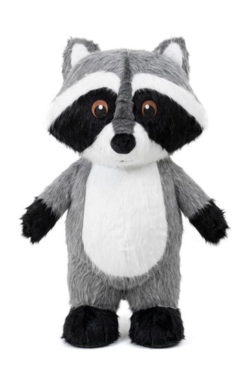 KIMU® Groot Opblaas Kostuum Wasbeer Grijs 2.6 Meter Opblaasb, Ophalen of Verzenden