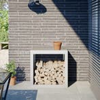 vidaXL Haardhoutrek 60x40x60 cm staal wit, Verzenden