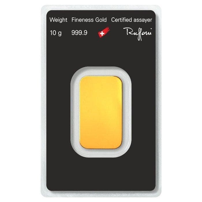 10 gram - Goud .999 - 10g .9999 Fine Gold Bar Argor Heraeus,, Postzegels en Munten, Edelmetalen en Baren