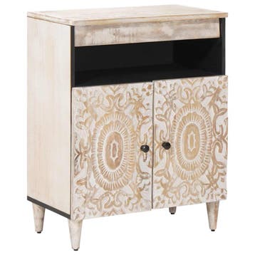 vidaXL Dressoir met opslag Wit 60 x 33,5 x 75 cm Massief, Verzenden