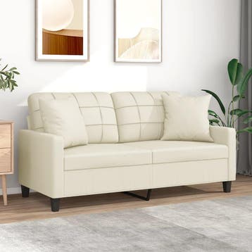 vidaXL Tweezitsbank / zetel met sierkussens 140 cm kunstleer, Verzenden, Nieuw