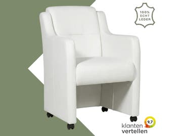 Leren eetkamerstoel Mass - Toledo Bianco (gebroken wit) -, Huis en Inrichting, Stoelen, Eigentijds, Modern, Wit, Nieuw, Leer