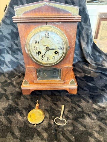 Tafelklok - Art Deco Hout, Messing - 1900-1910, Antiquités & Art