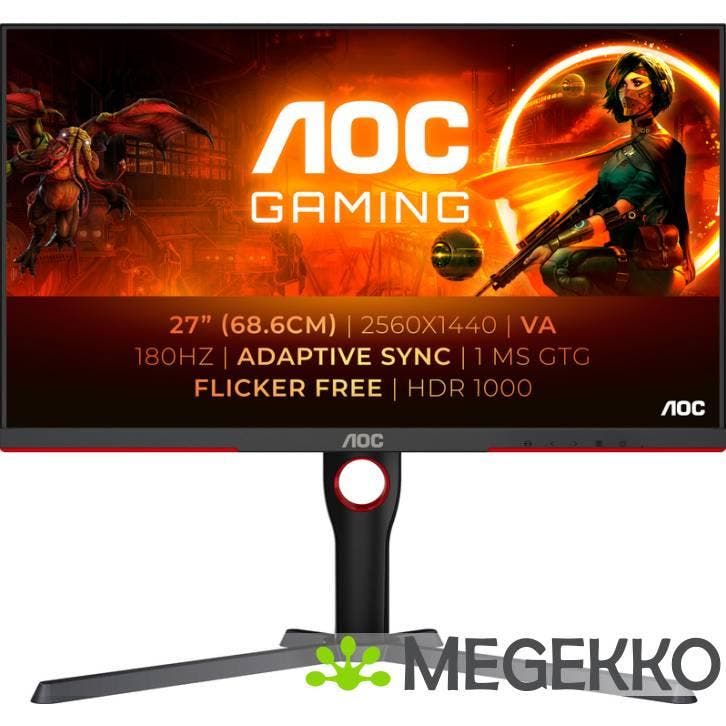 AOC GAMING Q27G3XMN/BK 27  Quad HD 180Hz MiniLED VA Monitor, Computers en Software, Overige Computers en Software, Nieuw, Verzenden