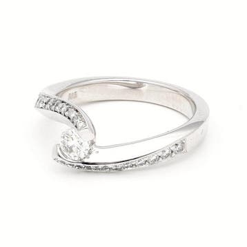Bague - 14 carats Or blanc Diamant (Naturelle), Bijoux, Sacs & Beauté