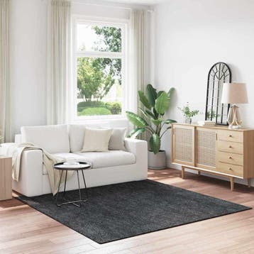 vidaXL Antislip Shaggy Tapijt Donkergrijs 200 x 200 cm PP, Verzenden, Nieuw