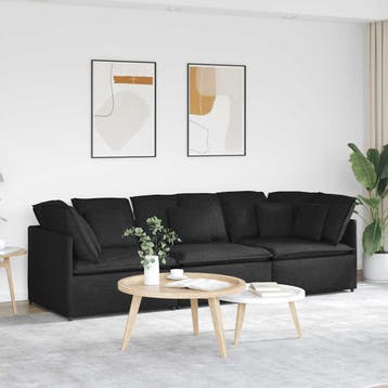 vidaXL Modulaire bank / zetel met kussens stof zwart, Verzenden, Nieuw