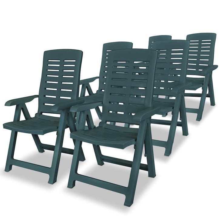 vidaXL Tuinstoelen 6 st verstelbaar kunststof groen, Jardin & Terrasse, Chaises de jardin, Envoi