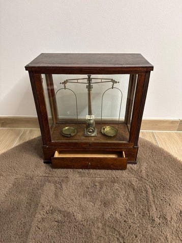 Weegschaal - Hout, Messing - Antieke apotheek / Precis, Antiek en Kunst
