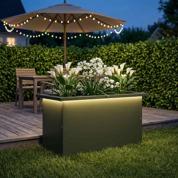 vidaXL Tuinplantenbak met led Olijfgroen 30 x 60 x 30 cm, Verzenden, Nieuw