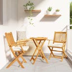vidaXL Vouwstoel met kussen 2 pcs Bruin Massief acaciahout, Tuin en Terras, Verzenden, Nieuw