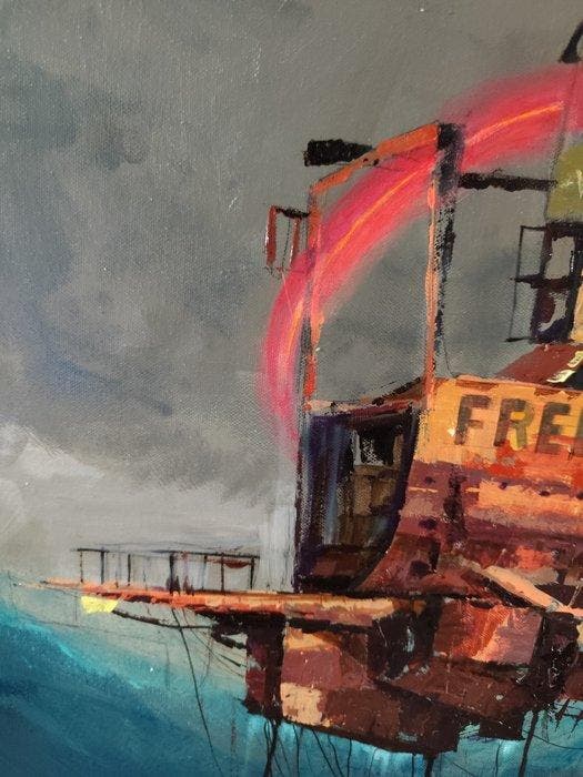 Alfredo Hernández - Freedom(XL).(No Reserve). Óleo Sobre, Antiquités & Art, Art | Peinture | Moderne