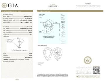 1 pcs Diamant (Natuurlijk gekleurd) - 1.01 ct - Peer - Fancy
