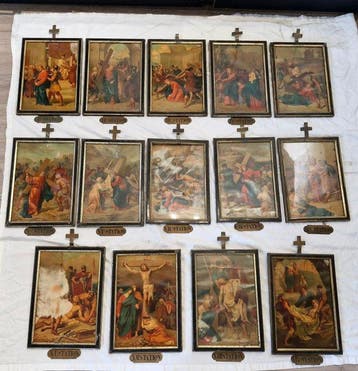 14 Kruiswegstaties (14) - Hout - 1910-1920 - 14