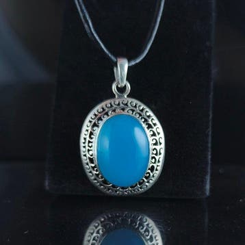 Calcédoine - Argent - Pendentif - Pendentif en argent massif