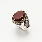 Zonder minimumprijs - Ring Zilver Carneool - Herenring, Nieuw