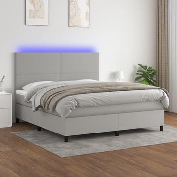 vidaXL Boxspring met matras en LED stof lichtgrijs 180x200, Huis en Inrichting, Verzenden, Nieuw