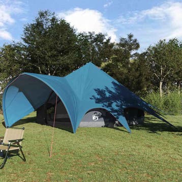 vidaXL Teepee Tent voor 7 Personen 7-persoons Blauw en Grijs, Verzenden, Nieuw