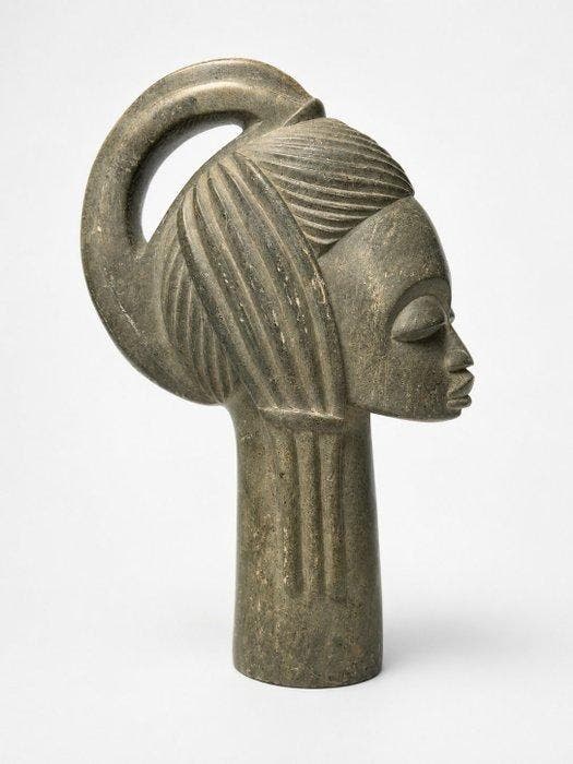 Votieve Afrikaanse kop in Mbigou-steen - Gabon (Zonder, Antiquités & Art, Art | Art non-occidental