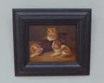 J.J. Hovener (1936–2021) - Drie spelende kittens bij een, Antiek en Kunst