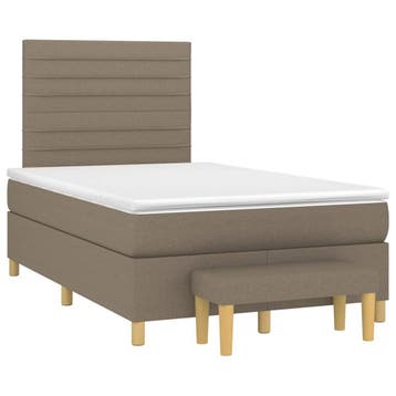 vidaXL Boxspring met matras stof taupe 120x190 cm, Verzenden