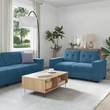 vidaXL bank / zetel 2 st Blauw Fluweel, Verzenden, Nieuw