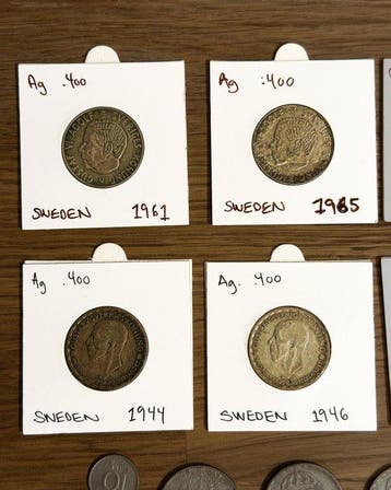 Zweden. Lot of 38 Silver Coins – Gustaf V & Gustaf VI Adolf