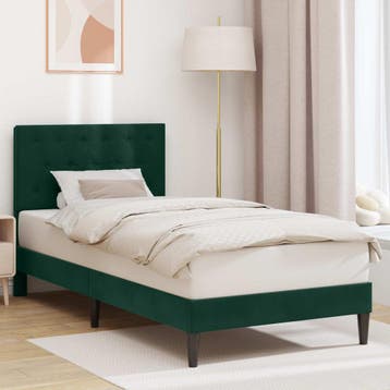 vidaXL Bedframe met hoofdeinde Donkergroen 90 x 200 cm, Verzenden