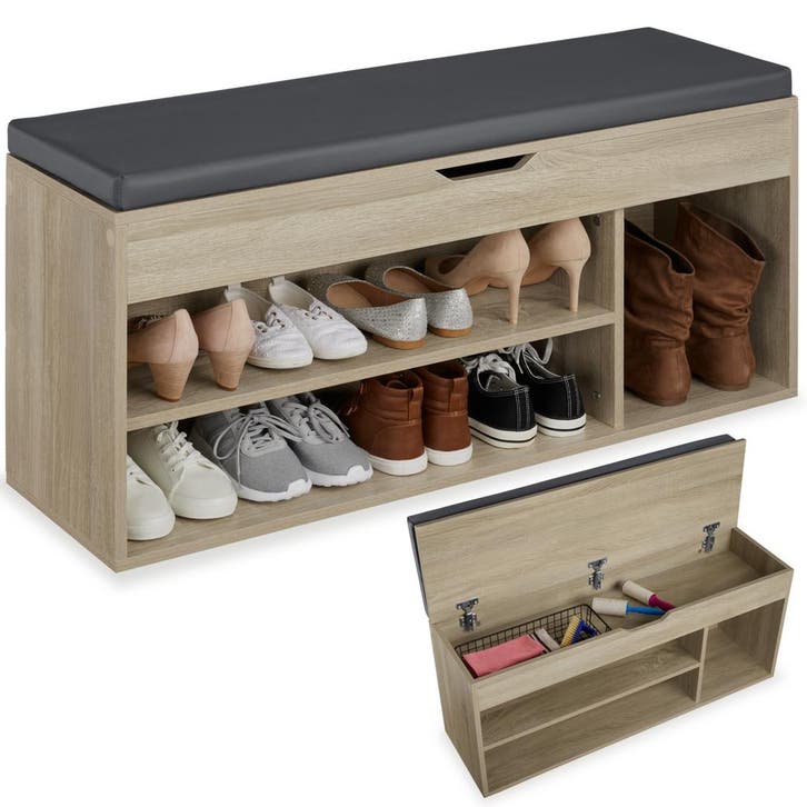 Schoenenkast Natalya met zitkussen 104x30x49cm, Huis en Inrichting, Kasten | Schoenenkasten, Verzenden