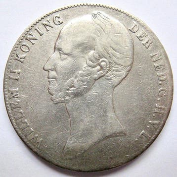 Nederland. Willem II. 2 1/2 Gulden 1845a - variant zonder