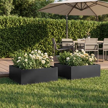 vidaXL Plantenbak 2 st Zwart 60 x 60 x 20 cm Koudgewalst, Verzenden, Nieuw