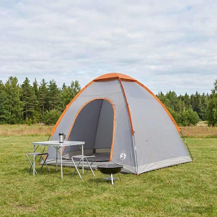 vidaXL Kamperen tent met dak Grijs en Oranje 190 x 140 x 105, Caravans en Kamperen, Tenten, Nieuw, Verzenden